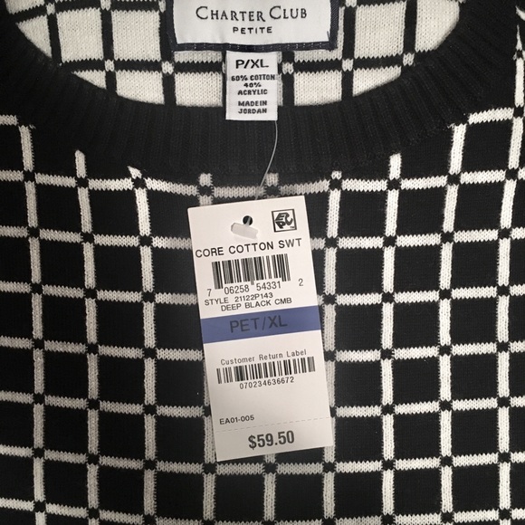 Charter Club Grid Print Sweater NWT - Picture 4 of 4